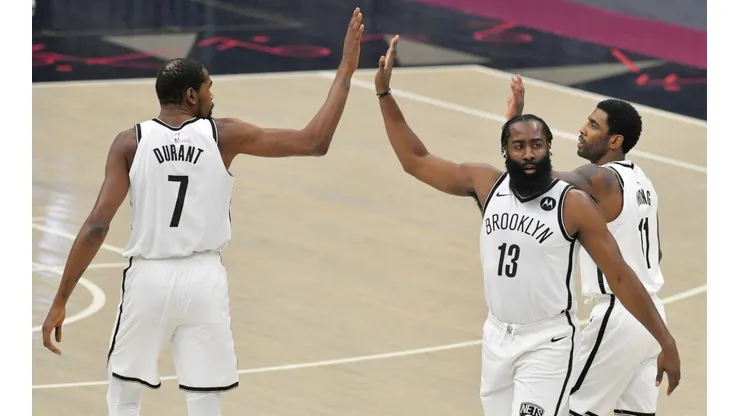 James Harden is playing with two great scorers like Kevin Durant and Kyrie Irving. (Getty)