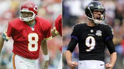 Morten Andersen (left) of the Kansas City Chiefs and Justin Tucker (right) of the Baltimore Ravens. (Getty)