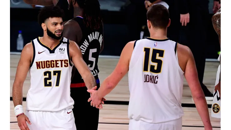 Jamal Murray and Nikola Jokic during the bubble. (Getty)