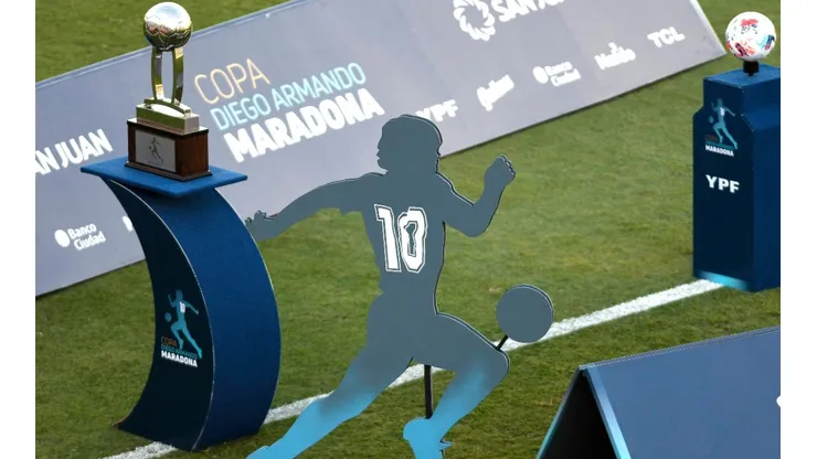 The trophy of Copa Diego Maradona 2020. (Getty)