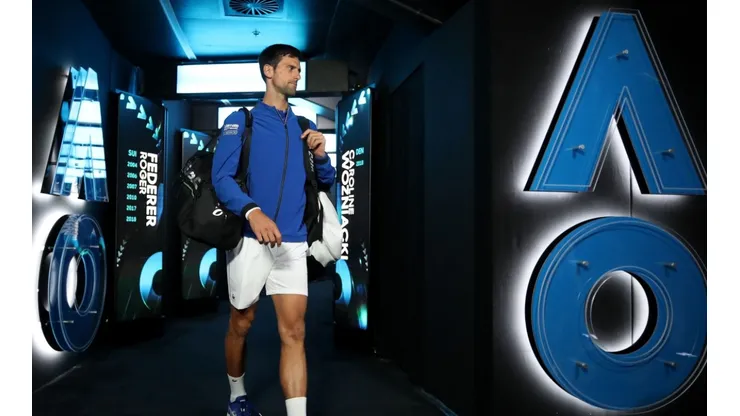 Novak Djokovic of Serbia walks onto court before the Australian Open 2019 Final. (Getty)