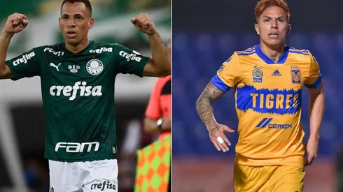 Palmeiras' Breno (left) and Tigres' Carlos Salcedo (right). (Getty)