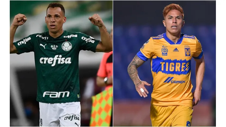 Palmeiras' Breno (left) and Tigres' Carlos Salcedo (right). (Getty)