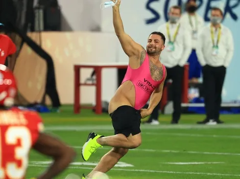 Who was the Super Bowl streaker and how did social media react?