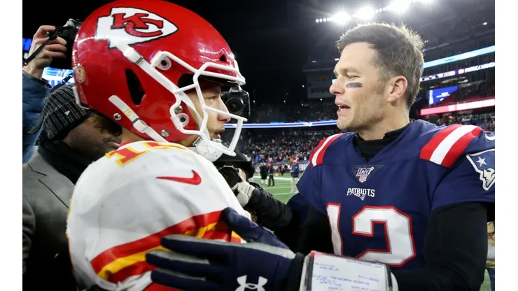 Patrick Mahomes and Tom Brady. (Getty)
