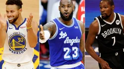 Stephen Curry, LeBron James and Kevin Durant. (Getty)