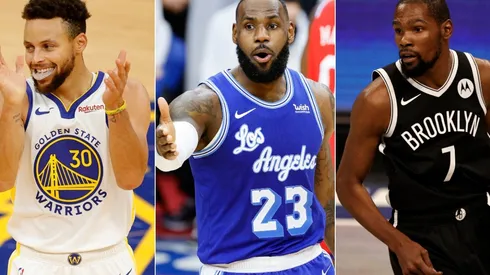 Stephen Curry, LeBron James and Kevin Durant. (Getty)