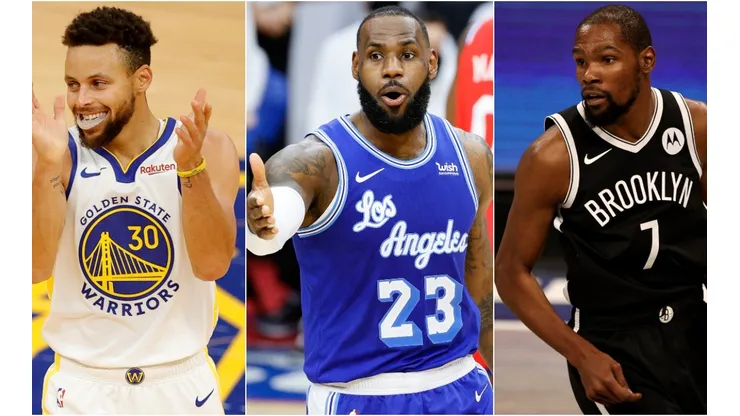 Stephen Curry, LeBron James and Kevin Durant. (Getty)