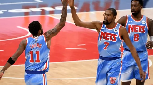 Kyrie Irving, Kevin Durant and Jeff Green. (Getty)