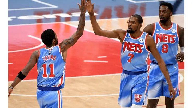Kyrie Irving, Kevin Durant and Jeff Green. (Getty)