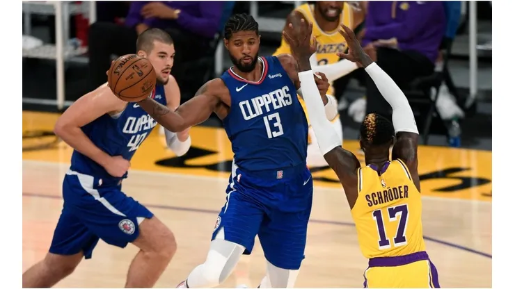 Paul George vs. the Lakers. (Getty)