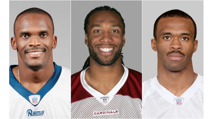Isaac Bruce (left), Larry Fitzgerald (centre) and Marvin Harrison (right). (Getty)