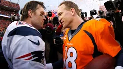 Tom Brady and Peyton Manning during their last meeting in 2015. (Getty)