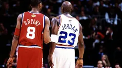 Kobe and MJ during an All-Star Game. (Getty)