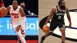 Andre Igoudala (left) of the Miami Heat and James Harden (right) of the Brooklyn Nets. (Getty)
