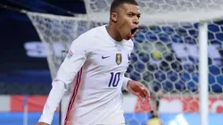 Kylian Mbappe of France celebrates after scoring against France. (Getty)