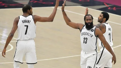 Kevin Durant, James Harden & Kyrie Irving. (Getty)