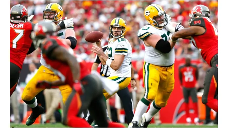 Aaron Rodgers vs. the Buccaneers. (Getty)