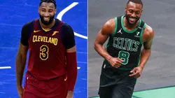 Andre Drummond (left) of the Cleveland Cavaliers and Kemba Walker (right) of the Boston Celtics. (Getty)