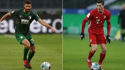 Daniel Caligiuri (left) and Robert Lewandowski (right). (Getty)