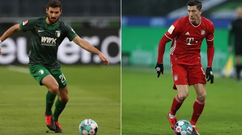 Daniel Caligiuri (left) and Robert Lewandowski (right). (Getty)