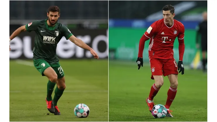 Daniel Caligiuri (left) and Robert Lewandowski (right). (Getty)