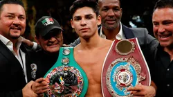 Ryan Garcia poses after defeating Romero Duno in a lightweight fight. (Getty)