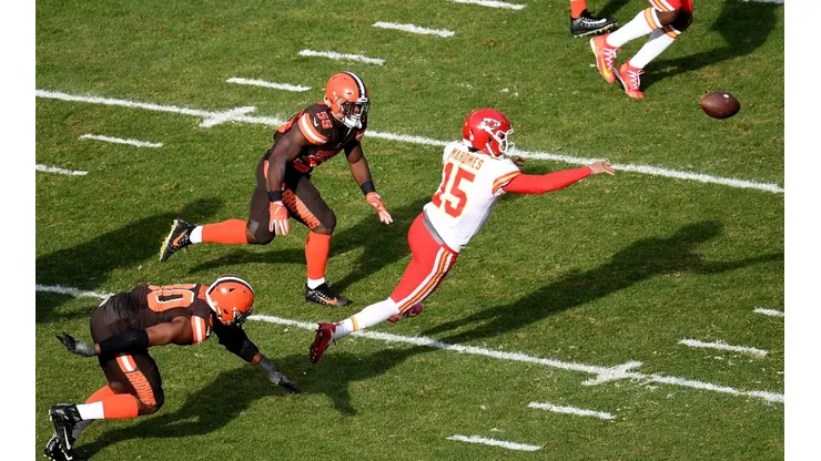 Patrick Mahomes against the Browns in 2018. (Getty)