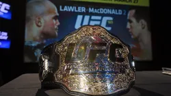 A view of the championship belt during the UFC 189 World Championship Press Tour. (Getty)
