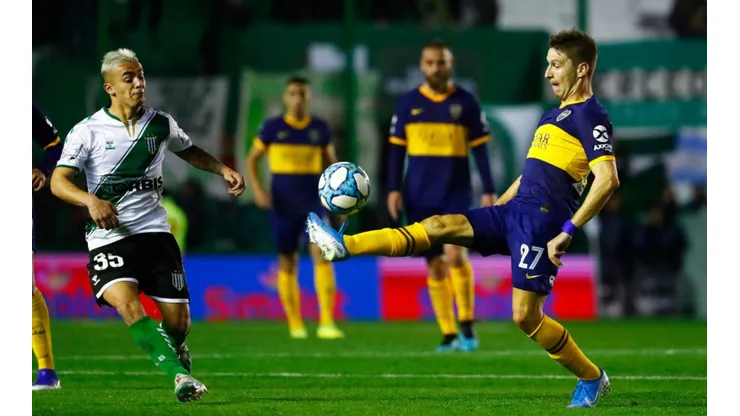 Carlos Tevez of Boca Juniors celebrates after scoring against Banfield (Getty).