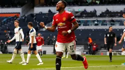 Fred celebrating the first goal in Manchester United's win over Tottenham (Getty).