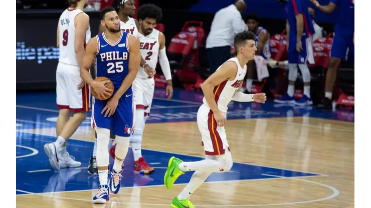 Ben Simmons (left) and Tyler Herro (right). (Getty)