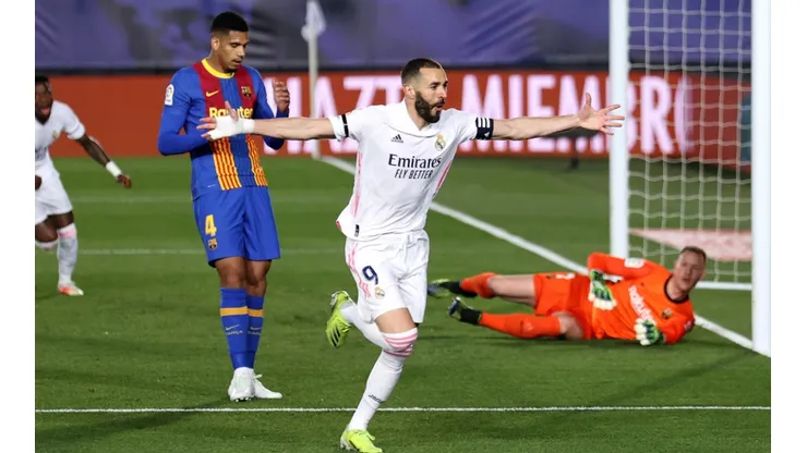 Benzema scored the first goal in the exciting Clasico (Getty).