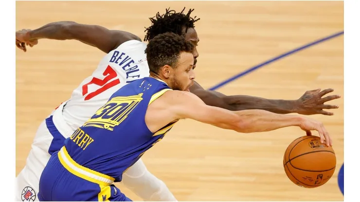 Stephen Curry & Patrick Beverley. (Getty)