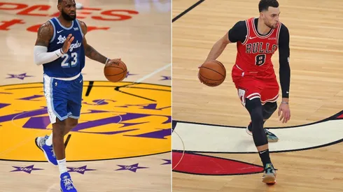 Lakers' LeBron James and Bulls' Zach LaVine. (Getty)