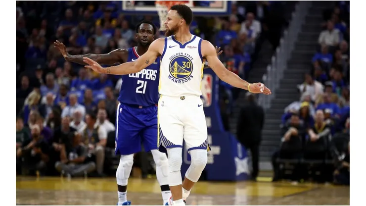 Stephen Curry & Patrick Beverley. (Getty)