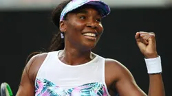 Venus Williams of the United States celebrates after winning match point at the 2019 Australian Open. (Getty)