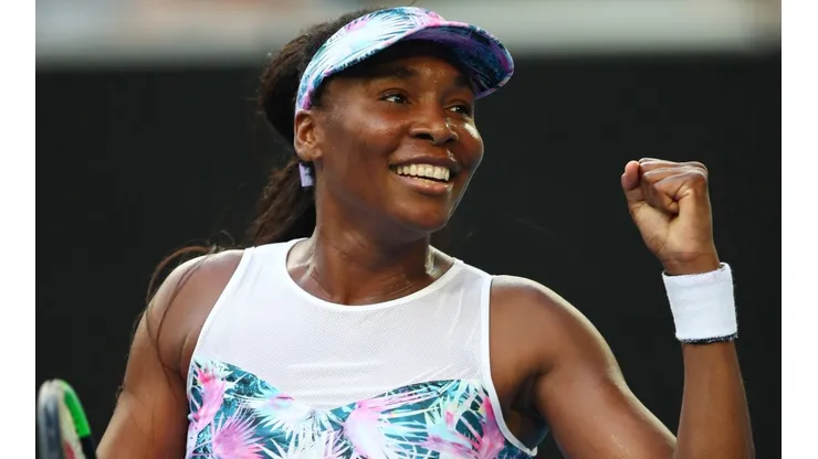 Venus Williams of the United States celebrates after winning match point at the 2019 Australian Open. (Getty)