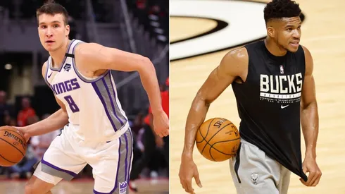 Bogdan Bogdanovic (left) and Giannis Antetokounmpo (right). (Getty)