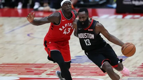 Pascal Siakam guarding James Harden. (Getty)