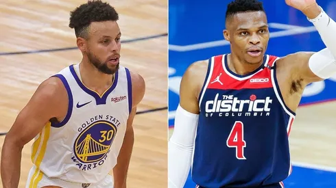 Stephen Curry (left) & Russell Westbrook. (Getty)