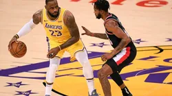 Derrick Jones Jr guarding LeBron James. (Getty)