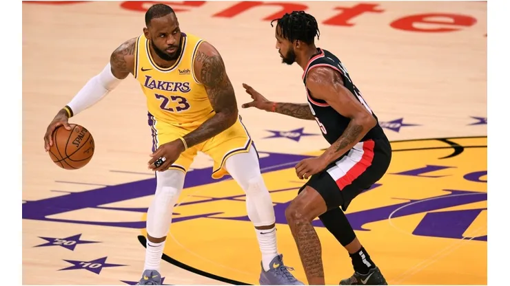 Derrick Jones Jr guarding LeBron James. (Getty)