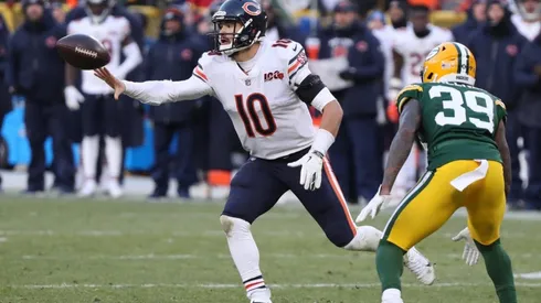 Mitch Trubisky (left) during a game against Packers. (Getty)