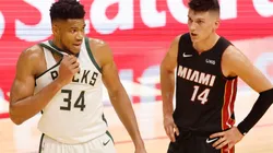 Giannis Antetokounmpo (left) & Tyler Herro. (Getty)