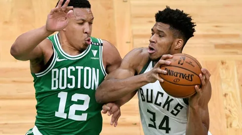 Grant Williams guarding Giannis Antetokounmpo. (Getty)