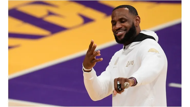 LeBron James with his fourth ring. (Getty)