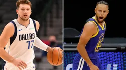 Luka Doncic (left) & Stephen Curry. (Getty)