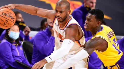 Dennis Schroder guarding Chris Paul. (Getty)