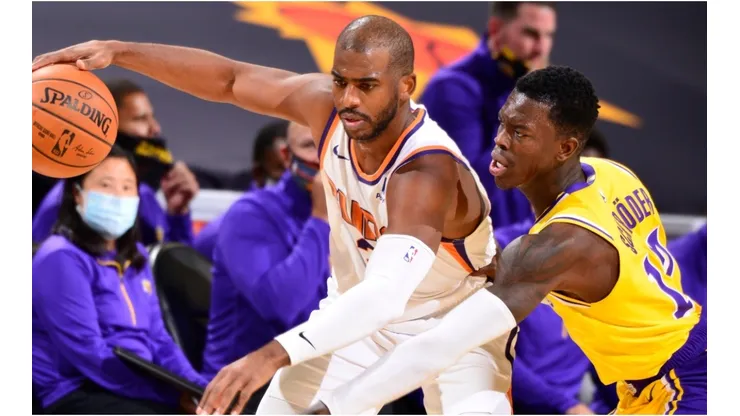 Dennis Schroder guarding Chris Paul. (Getty)